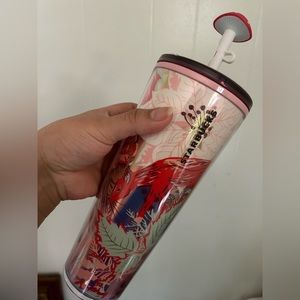 Starbucks Venti 2022 Enchanted Forest Tumbler With Silicon Mushroom Straw Top